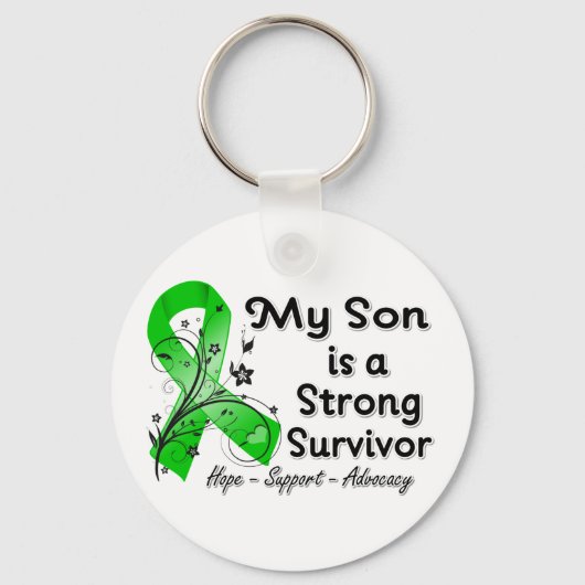 Mijn zoon is een sterk Survivor Green Ribbon Sleutelhanger (Voorkant)