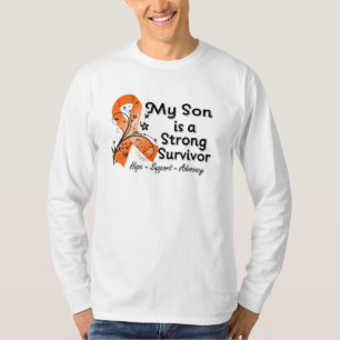 Mijn zoon is een sterk Survivor Oranje Ribbon T-shirt