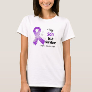 Mijn zoon is een Survivor Paarse Ribbon T-shirt
