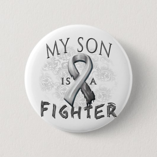 Mijn zoon is een vechtgrijs ronde button 5,7 cm (Voorkant)