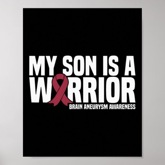 Mijn Zoon is een Warrior Brain Aneurysm Awareness Poster (Voorkant)