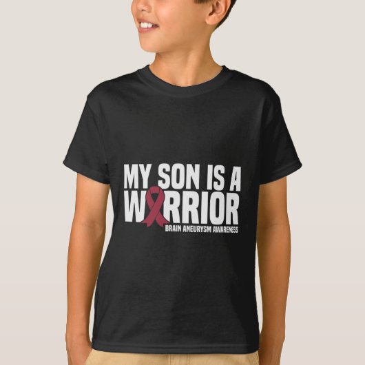 Mijn Zoon is een Warrior Brain Aneurysm Awareness T-shirt (Voorkant)