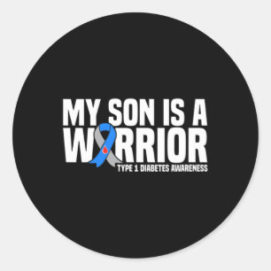 Mijn zoon is een Warrior Type 1 Diabetes Awareness Ronde Sticker