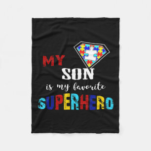 Mijn zoon is mijn favoriete superheld Autism Aware Fleece Deken