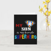 Mijn zoon is mijn favoriete superheld Autism Aware Kaart (Gele Bloem)