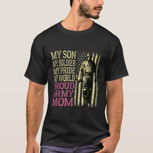 Mijn zoon is Soldier Hero Trots Leger Moeder Milit T-shirt (Voorkant)