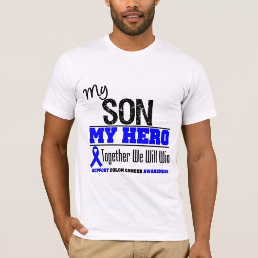 Mijn zoon, mijn Hero Colon Cancer T-shirt (Voorkant)