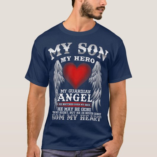 Mijn zoon mijn Hero My Guardian Angel ter herinner T-shirt (Voorkant)