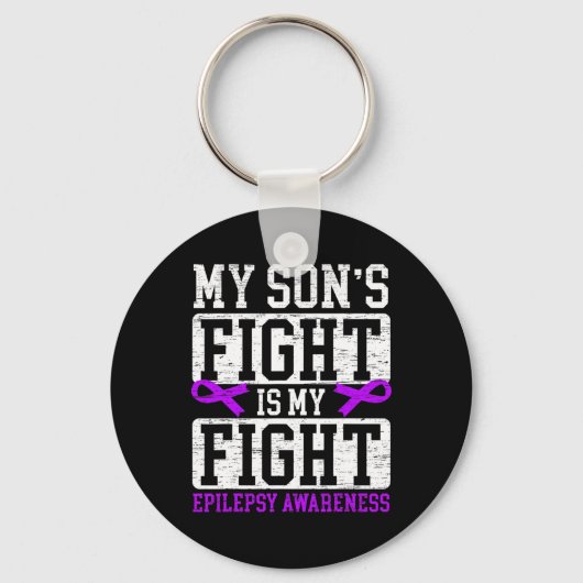 Mijn zoon vecht is mijn vechtend Epilepsy Bewustma Sleutelhanger (Voorkant)