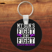 Mijn zoon vecht is mijn vechtend Epilepsy Bewustma Sleutelhanger (Voorkant)