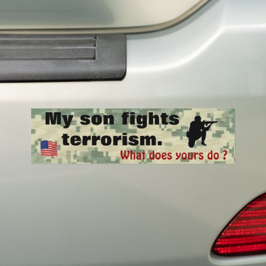 Mijn zoon vecht tegen terrorisme bumpersticker (Op auto)