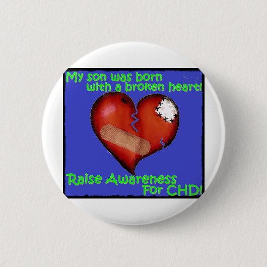 Mijn zoon werd geboren met een gebroken hart ronde button 5,7 cm (Voorkant)