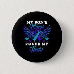 Mijn Zoon Z'n Vleugels Bedekken Mijn Hart Preventi Ronde Button 5,7 Cm