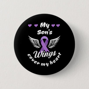 Mijn zoon's Wings Hoesje Mijn hartoverdosis bewust Ronde Button 5,7 Cm