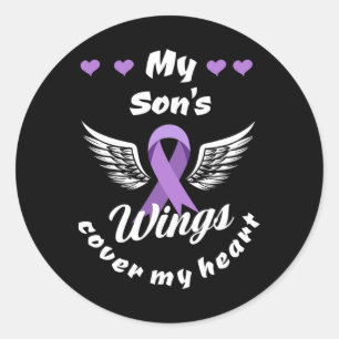 Mijn zoon's Wings Hoesje Mijn hartoverdosis bewust Ronde Sticker