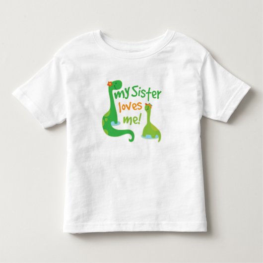 Mijn zus houdt van dinosaurusontwerpen kinder shirts (Voorkant)