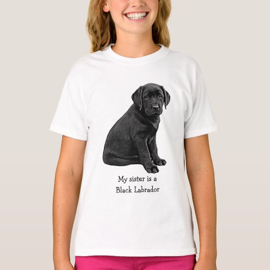 Mijn zus is Black Lab- Black Labrador Schattige Pu T-shirt (Voorkant)