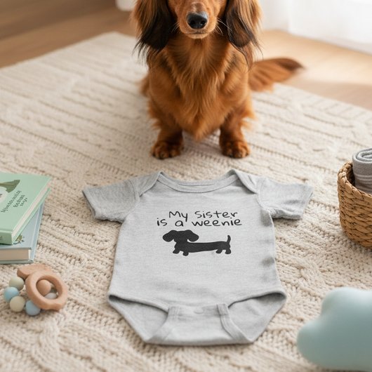 Mijn zus is een Weenie - Wiener Dog Baby Gift Romper