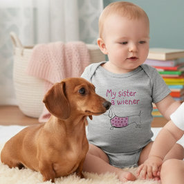 Mijn zus is een Wiener Dog Baby Girl Outfit Romper