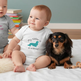 Mijn zus is een Wiener Langharige Dachshund Outfit Romper