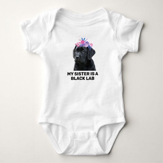 Mijn Zus Is Een Zwarte Lab Puppy Bodysuit (Voorkant)