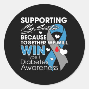 Mijn Zus Met T1d Diabetes Type 1 Diabetes Onderste Ronde Sticker