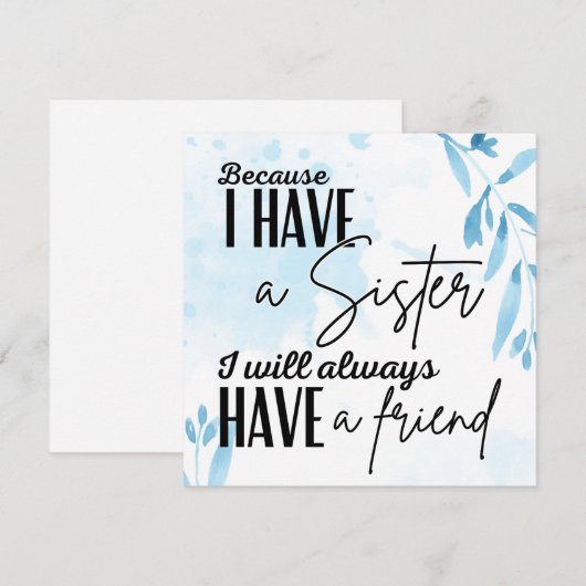 Mijn zus, mijn vriend notitiekaartje (Voorkant / Achterkant)