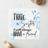 Mijn zus, mijn vriend notitiekaartje (Voorkant / Achterkant in situ)