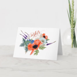 Mijn zus Mijn vriend Waterverf Flowers Kaart