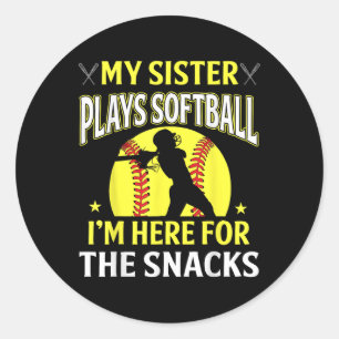 Mijn zus speelt hier softbal voor de snackbar ronde sticker