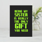 Mijn zus zijn is echt het enige cadeautje grappige bedankkaart (Staand voorkant)