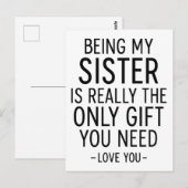 Mijn Zus Zijn is het Enige Geschenk dat Je Nodig H Briefkaart (Voorkant / Achterkant)