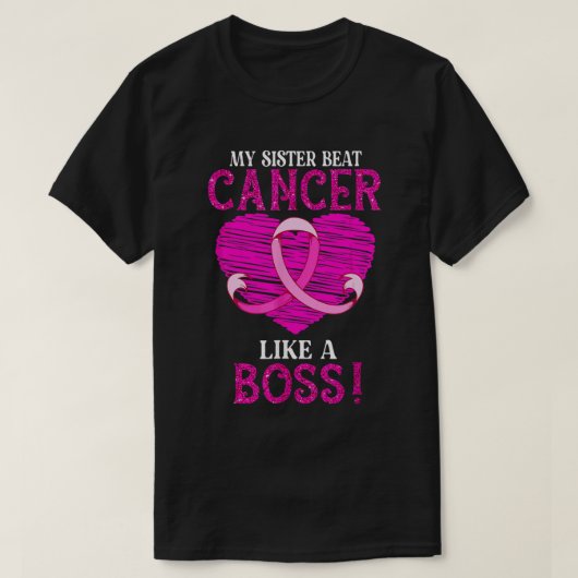 Mijn zuster Beat Breast Cancer Pink Ribbon Survivo T-shirt (Design voorkant)