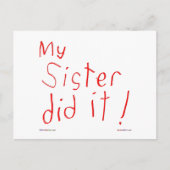 Mijn zuster deed het! Briefkaart (Voorkant)