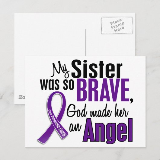 Mijn zuster is een engel-pancreaskanker briefkaart (Voorkant / Achterkant)