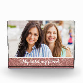 Mijn zuster, mijn vriend Elegant Roos Gold Glitter Fotoblokken (Voorkant)