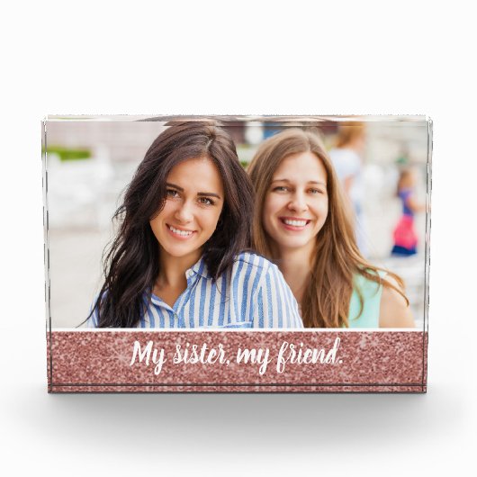 Mijn zuster, mijn vriend Elegant Roos Gold Glitter Fotoblokken (Voorkant)