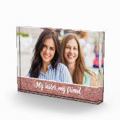 Mijn zuster, mijn vriend Elegant Roos Gold Glitter Fotoblokken (Rechts)