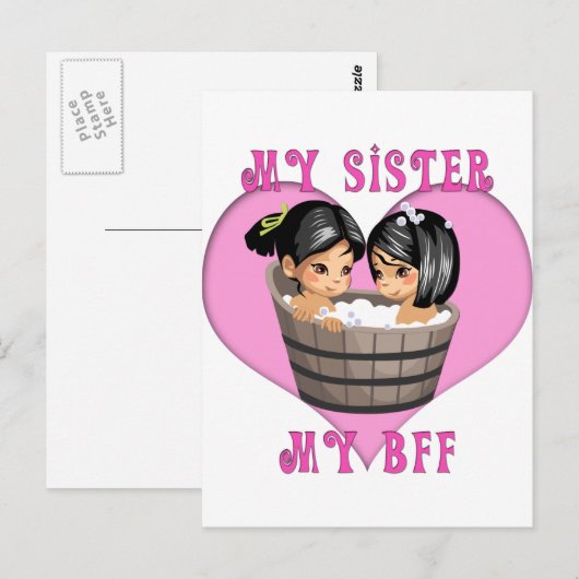 Mijn zuster MY BFF Bath Briefkaart (Voorkant / Achterkant)