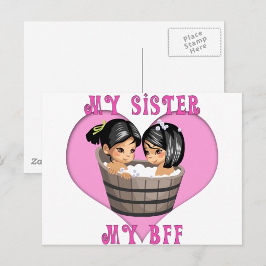 Mijn zuster MY BFF Bath Briefkaart (Voorkant / Achterkant)