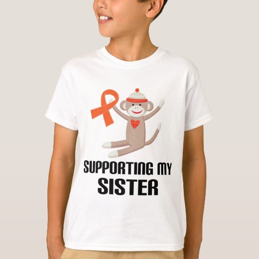 Mijn zuster Oranje Awareness Ribbon steunen T-shirt (Voorkant)