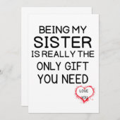 Mijn zuster zijn is echt het enige cadeau dat je n save the date (Voorkant / Achterkant)