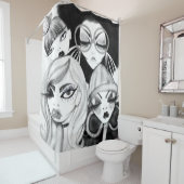 Mijn zusters schoenengordijn douchegordijn (In situ)