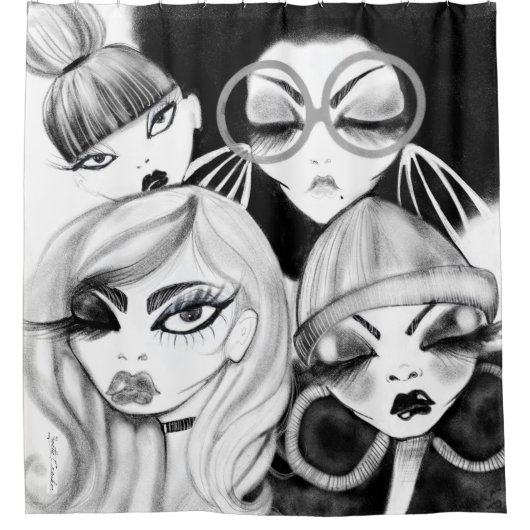 Mijn zusters schoenengordijn douchegordijn (Voorkant)