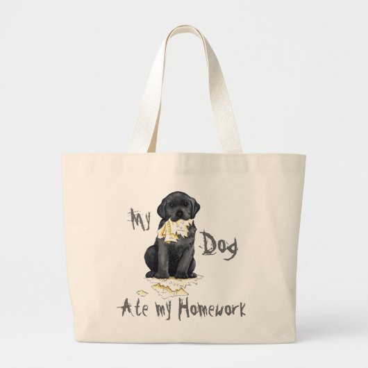 Mijn zwart lab Ate Mijn thuiswerk Grote Tote Bag (Voorkant)