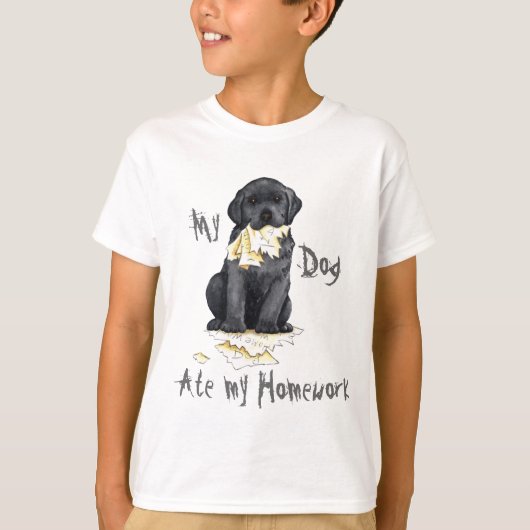 Mijn zwart lab Ate Mijn thuiswerk T-shirt (Voorkant)