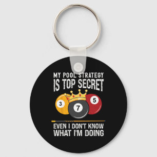 Mijn zwembadstrategie is Top Secret 8 Ball Pool Bi Sleutelhanger