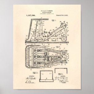 Mijnbouwmachines 1915 oude kunstpooier poster
