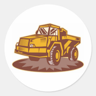 mijnbouwvrachtwagen dumper kipwagen ronde sticker