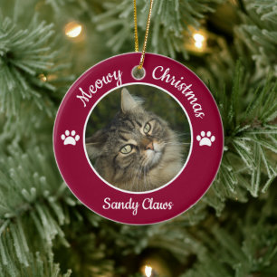 Mijne Kerstmis Knuffel Kat Foto Naam Jaar Pootjes Keramisch Ornament